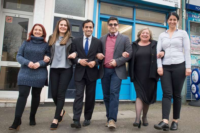 Staff from Temiz with MP Rehman Chishti and Kim Mears from Openreach.