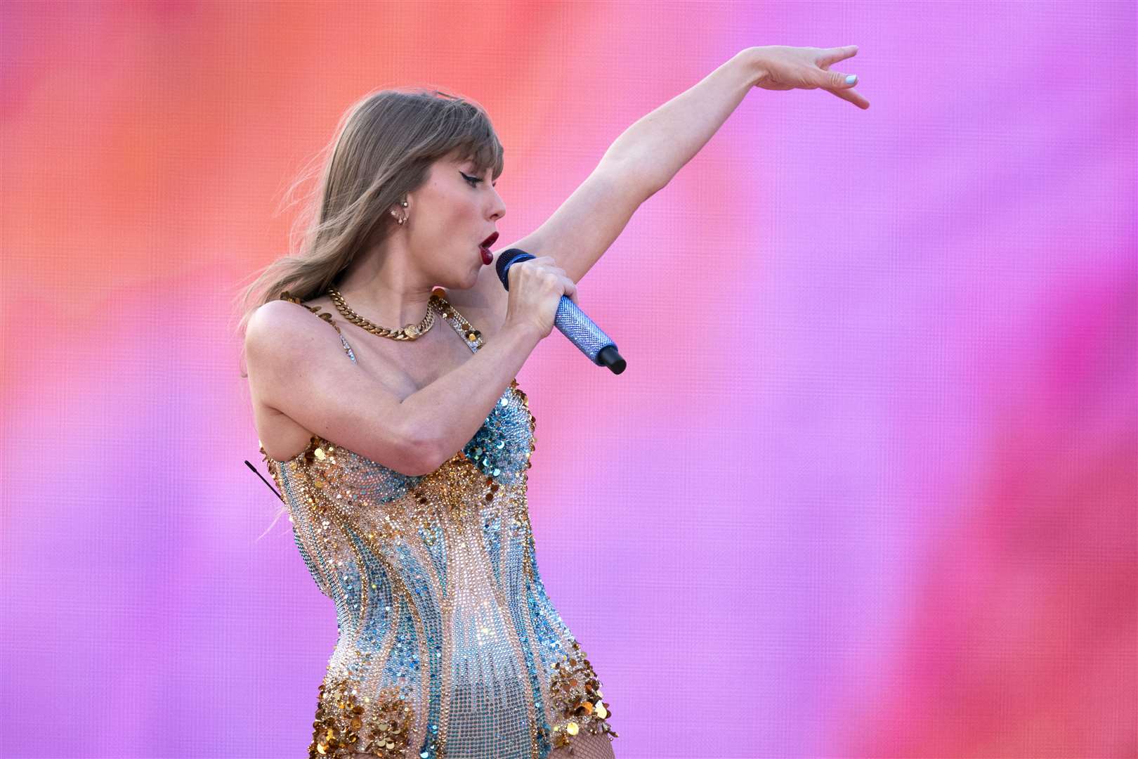 Taylor Swift performing on stage (Jane Barlow/PA)