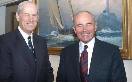 The new Lord Warden of the Cinque Ports, Admiral the Lord Boyce, left, was welcomed by the Lord Lieutenant of Kent, Allan Willett