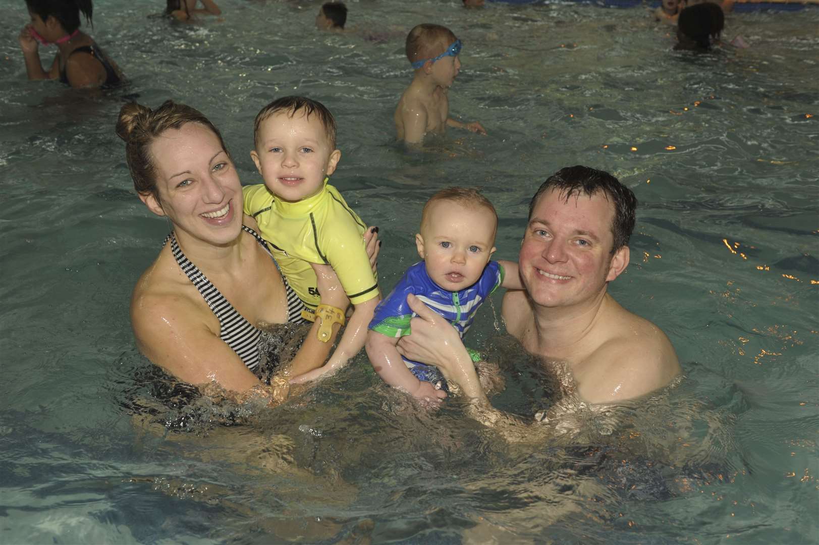 Medway Big Splash 2015. Sarah and Chris Woods with George (4) and Elliot (10m)