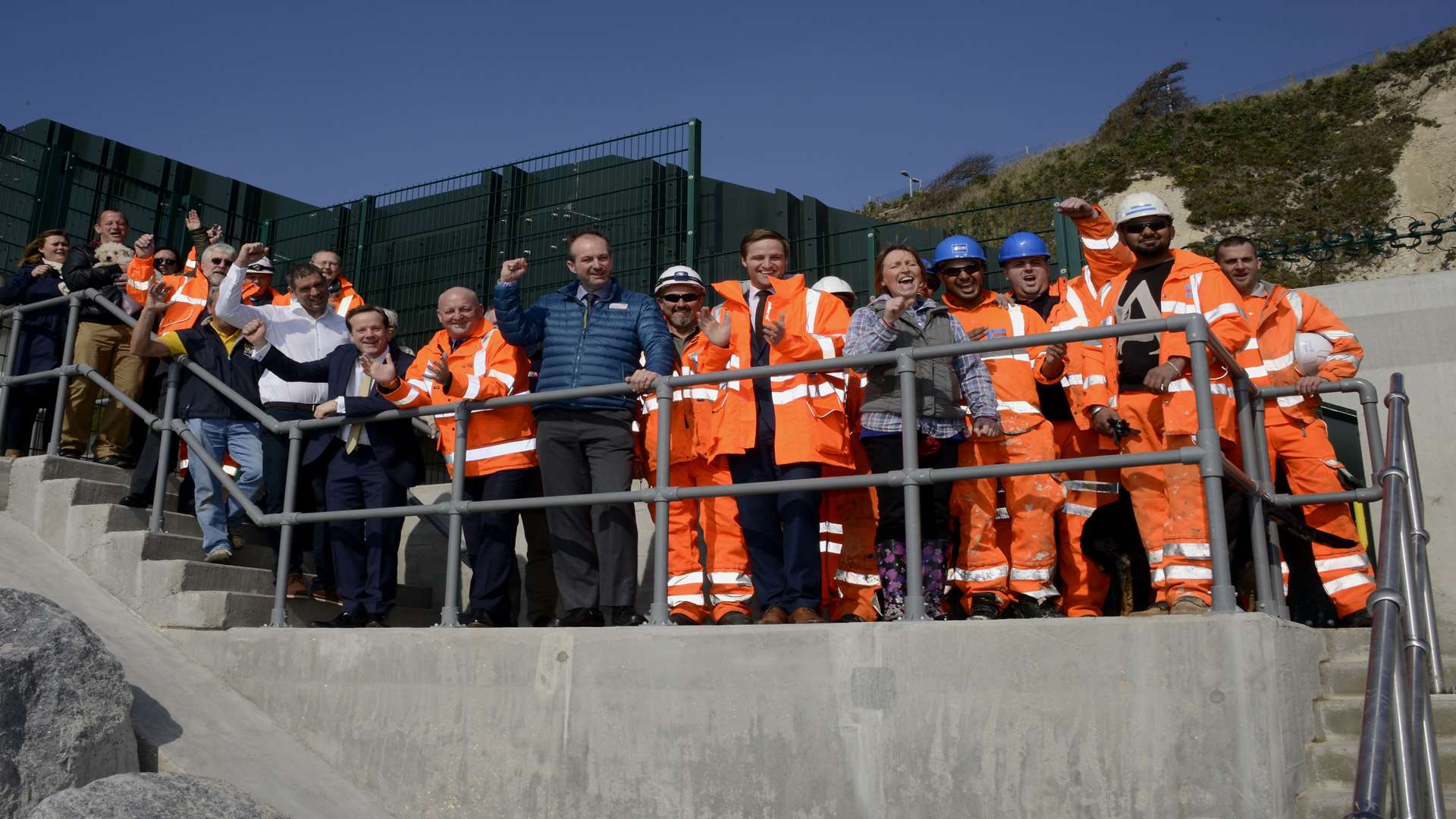 Guests at the reopening of the Shakespeare Beach footbridge.