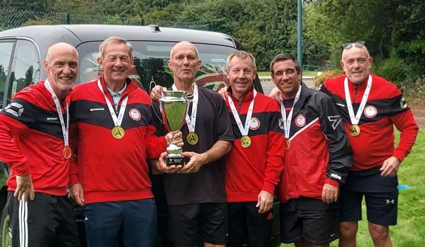 Gary Groom celebrates with his team-mates as Bexley are crowned national champions