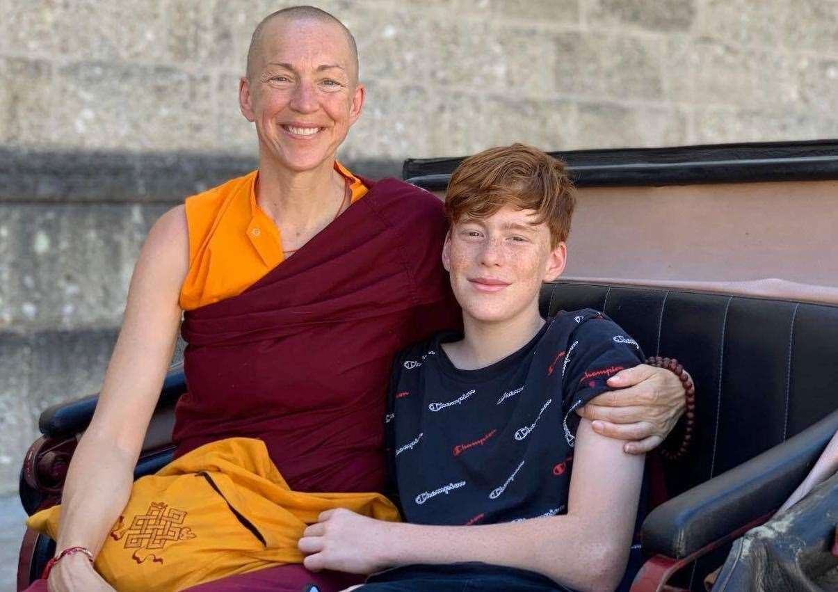 Ani Pema Deki, formerly known as Emma Slade, with her son Oscar