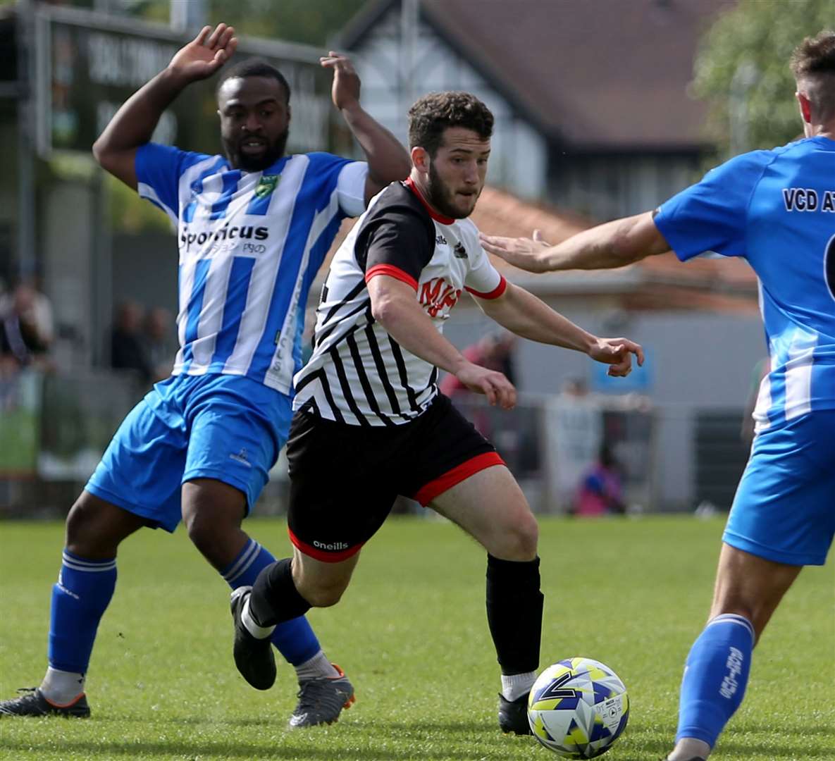 Young frontman Lenny Atherton is set for an extended spell on the sidelines after he sustained a serious knee injury when playing for Deal. Picture: Paul Willmott