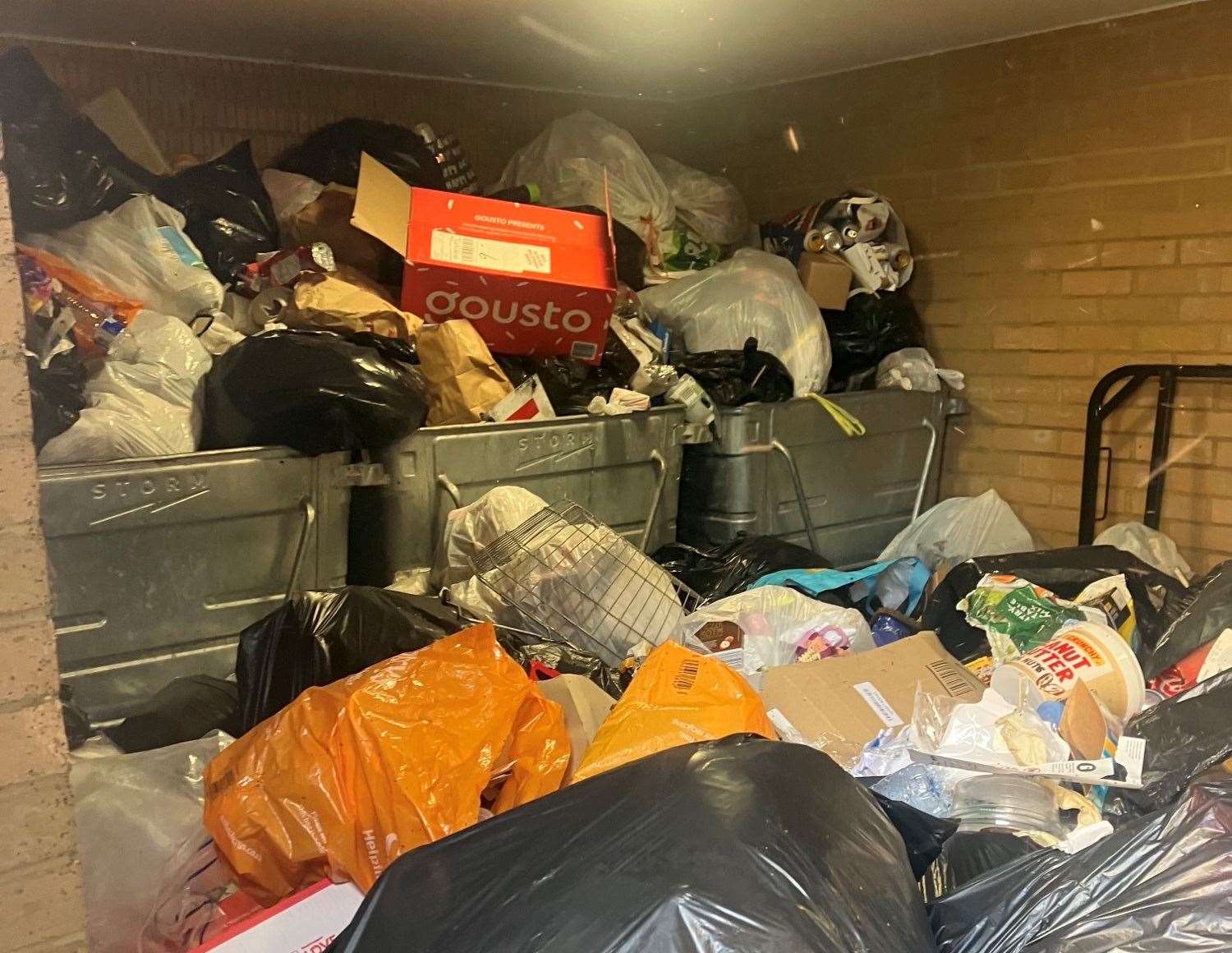 The rubbish in the bin store by Molly's flat at Hedley Walk, Church Street, in Sittingbourne. Picture: Sarah Barnes