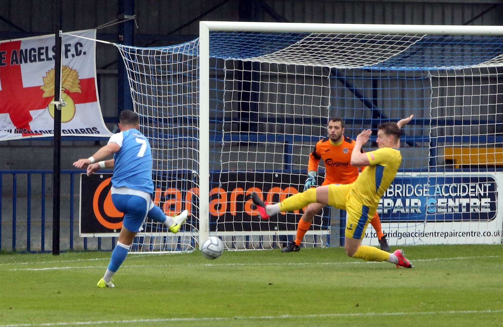 Tonbridge's Ben Greenhalgh opens the scoring against Taunton. Picture: Dave Couldridge (42844498)