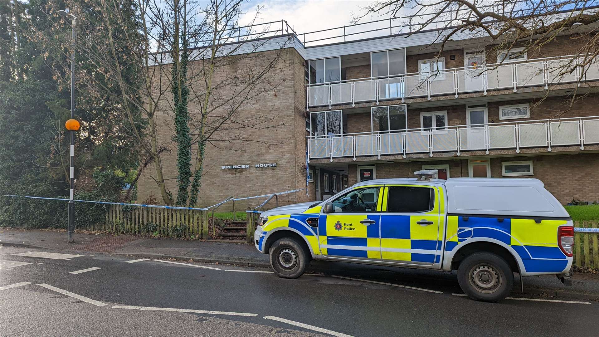 Police at the scene in Coolinge Lane, Folkestone at the time of the incident