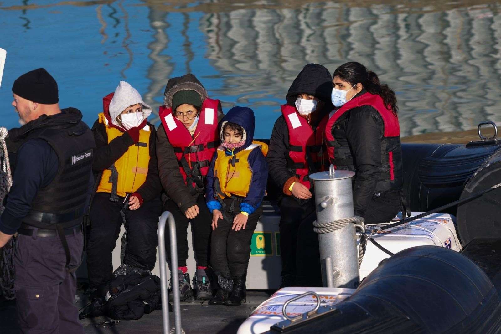 Women and a child were among those rescued. Picture: UKNIP