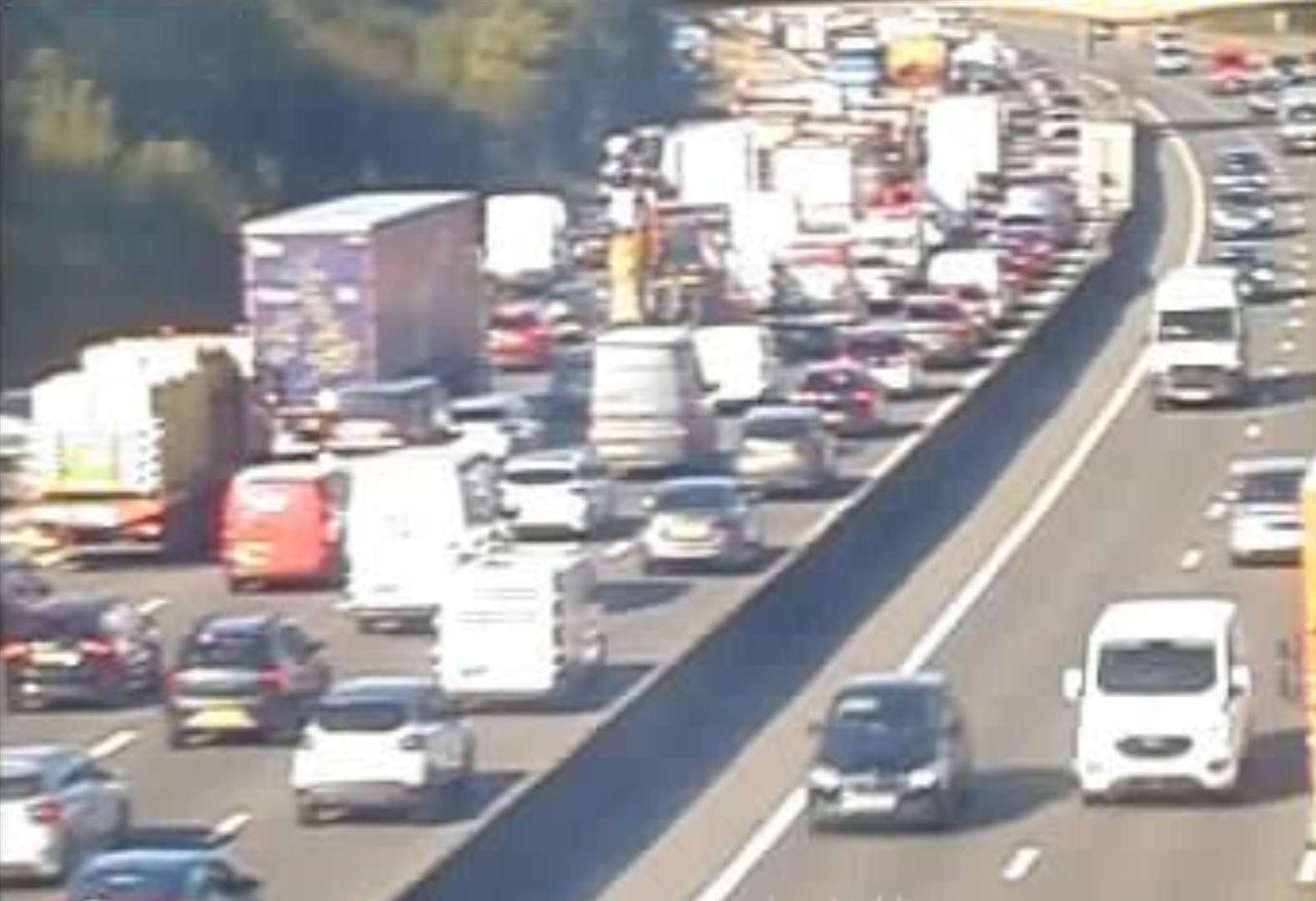 Traffic is stretching back for five miles on the M25. Photo: National Highways