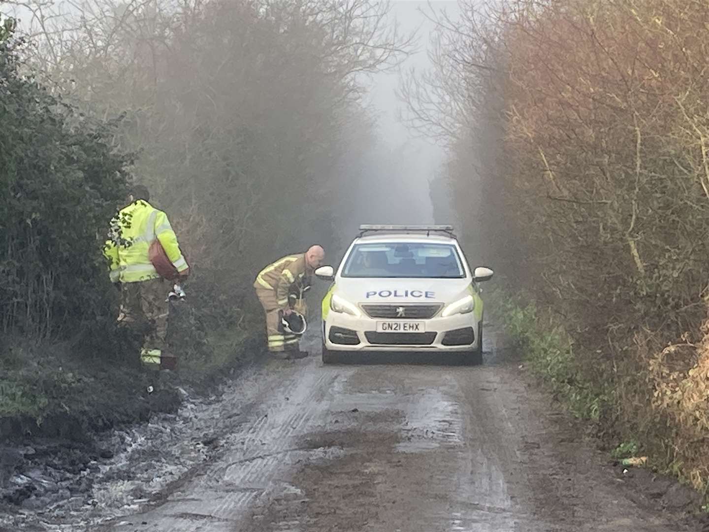 Elm Lane in Minster was closed as firefighters battled a blazing derelict building. Picture: John Nurden