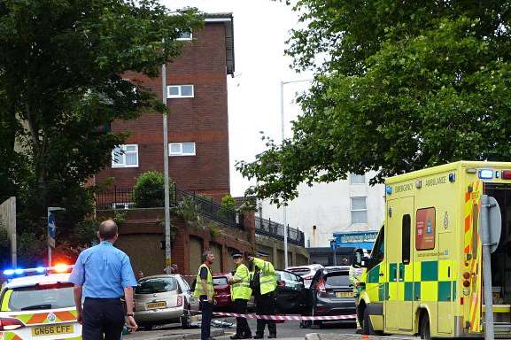 Crash in Dover Road, Folkestone, has closed the road. Picture: @Kent_999s