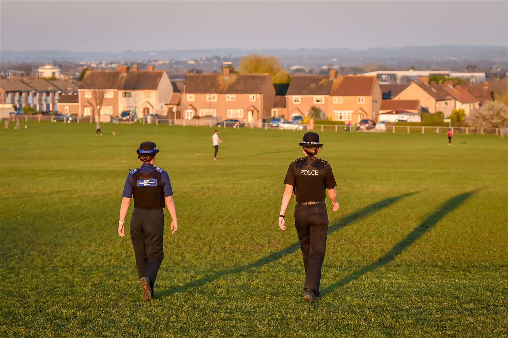 Avon and Somerset Police officers patrol the parks in Bristol (Ben Birchall/PA)