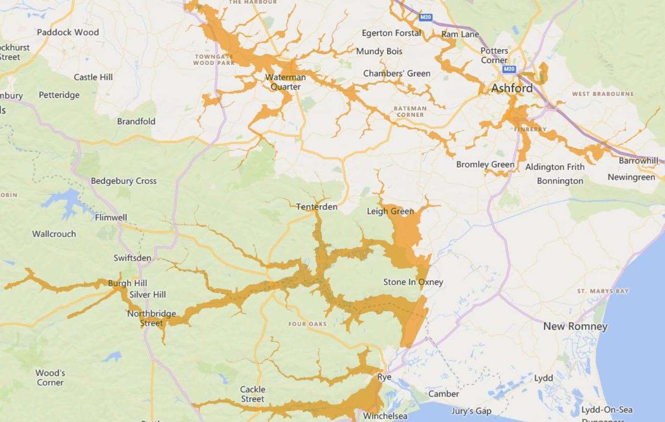 The flood alerts in place for the Upper River Stour and River Beult. Picture: Environment Agency