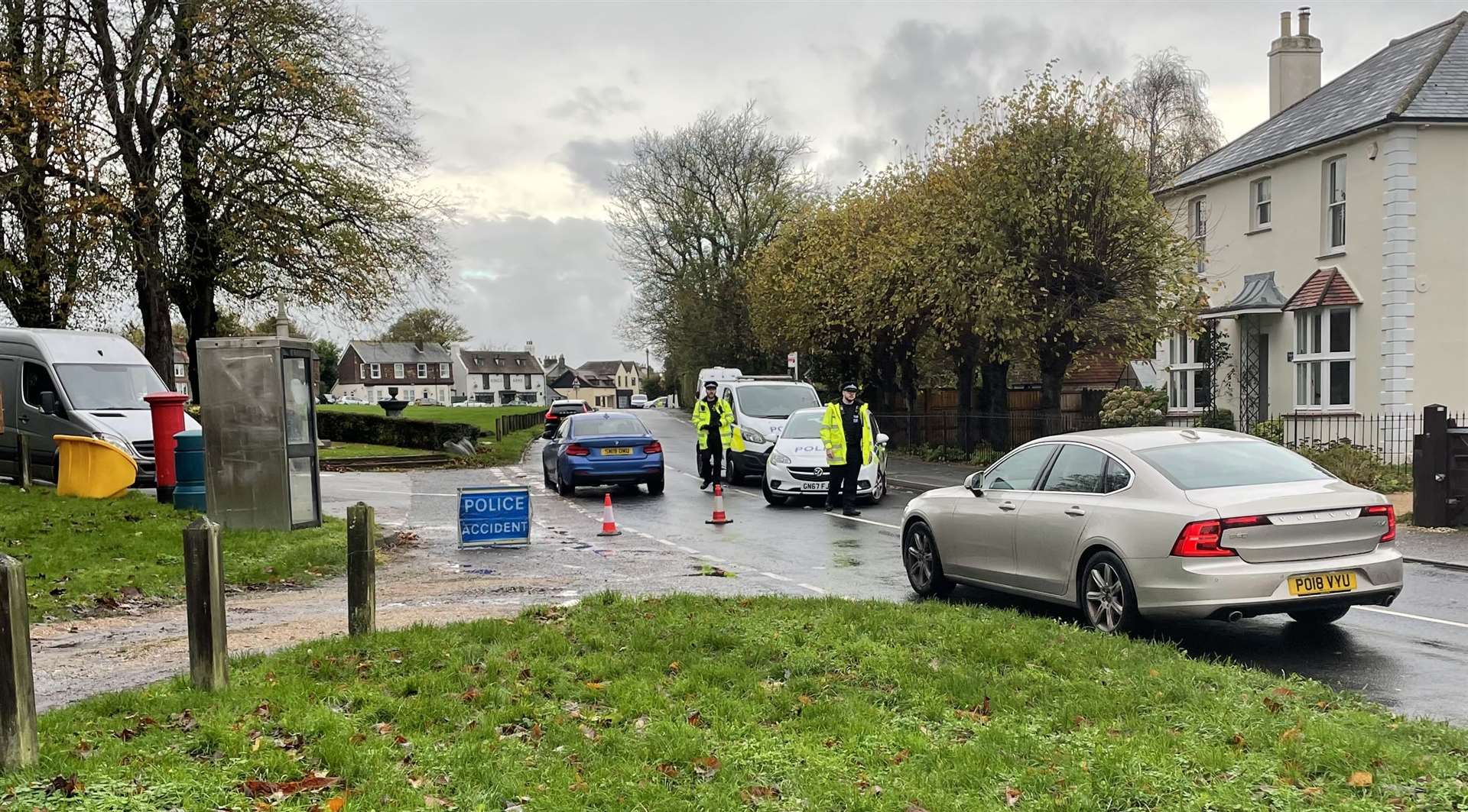 Police are blocking traffic in Meopham following a fatal stabbing at the Cricketers pub