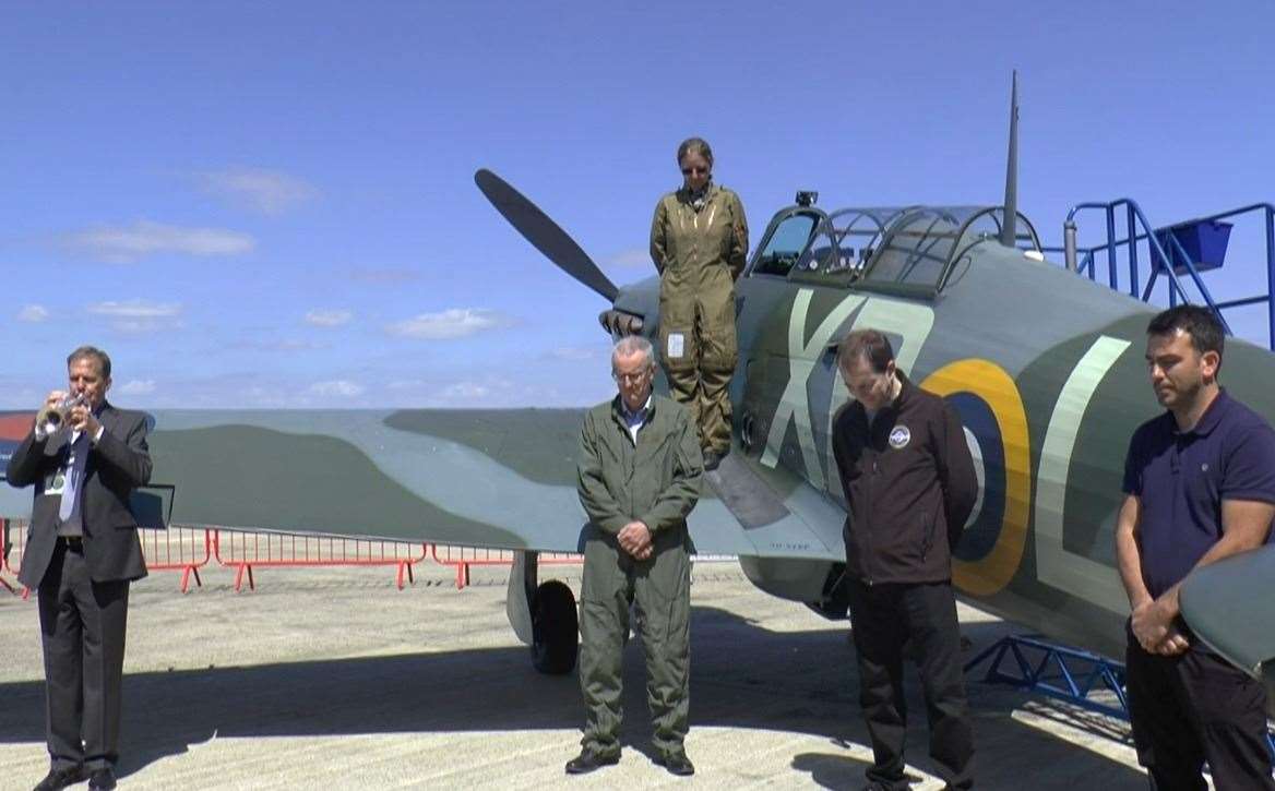 The Last Post was played and a minute's silence held at Biggin Hill as tributes are paid to Battle of Britain pilot who crashed near Gillingham and died after being shot down