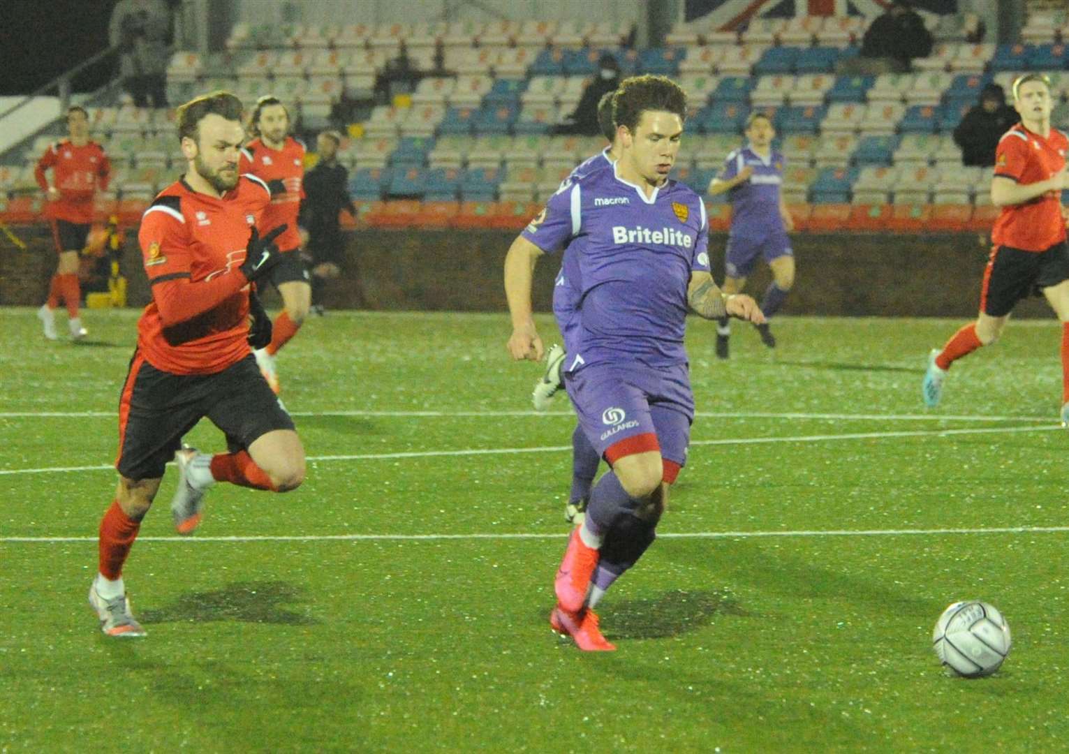 Charlie Seaman in action for Maidstone at Eastbourne Picture: Steve Terrell