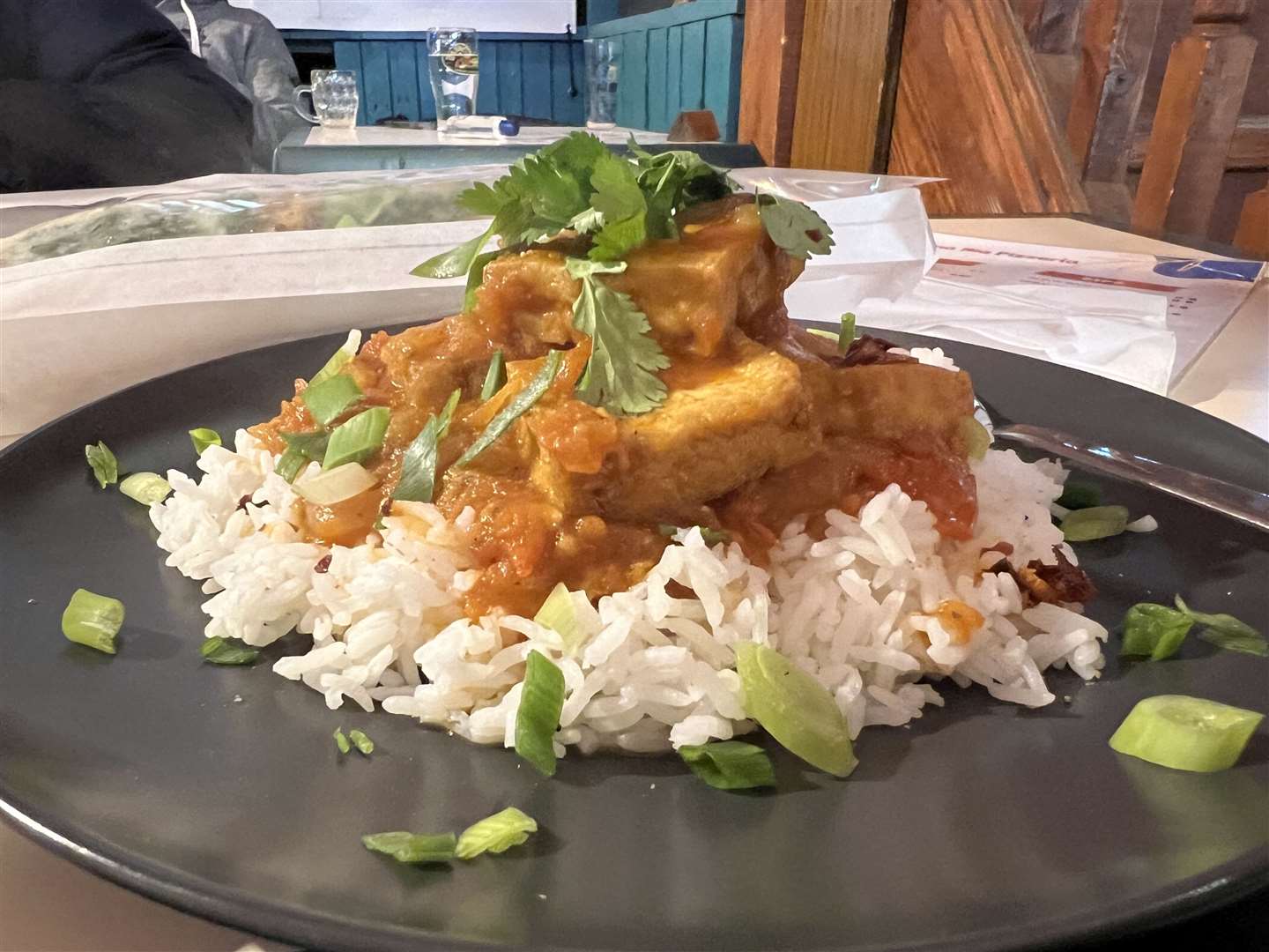 Fried tofu with tomato sauce