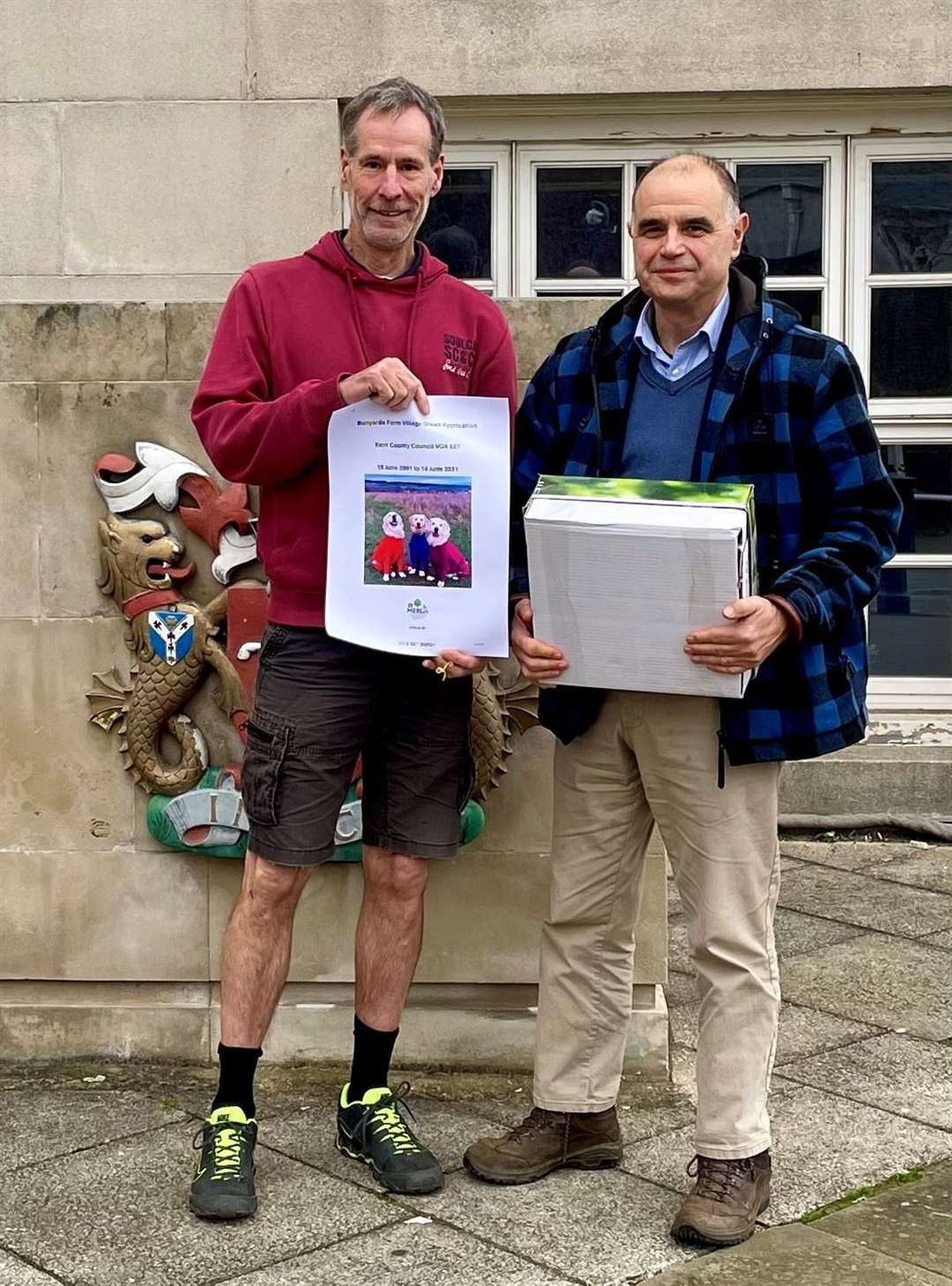 Happier times: Duncan Edwards and Chris Passmore pictured just before presenting their evidence to the public inquiry