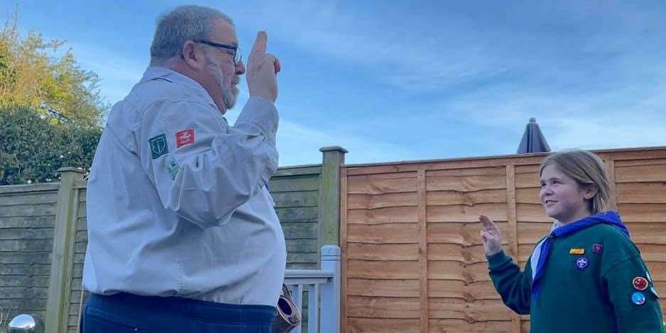 Mr Byrne alongside his grand-daughter, Isabella, who is in the Kipling cub pack. Picture: Joanne Morgan