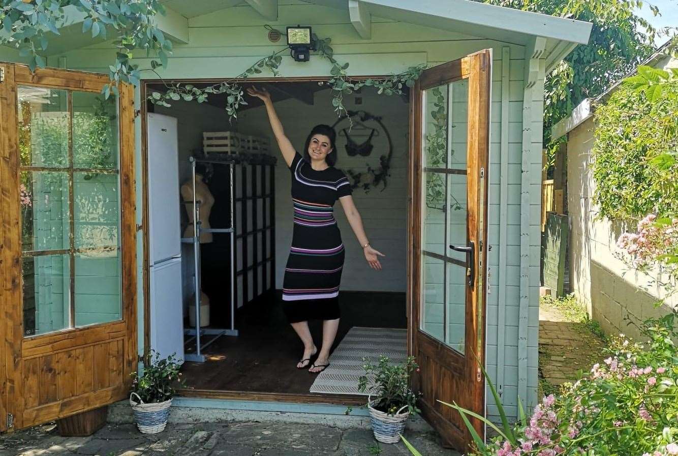 Joanna Van Blommestein, The Bra Boss of Kent, shows off her fitting room in the garden (38589809)