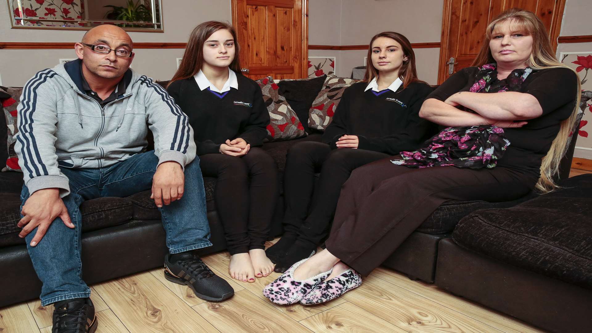 Rio Huet and his daughter Nerissa, Amanda Cundall and her daughter Libby, who were caught up in a uniform row in 2015