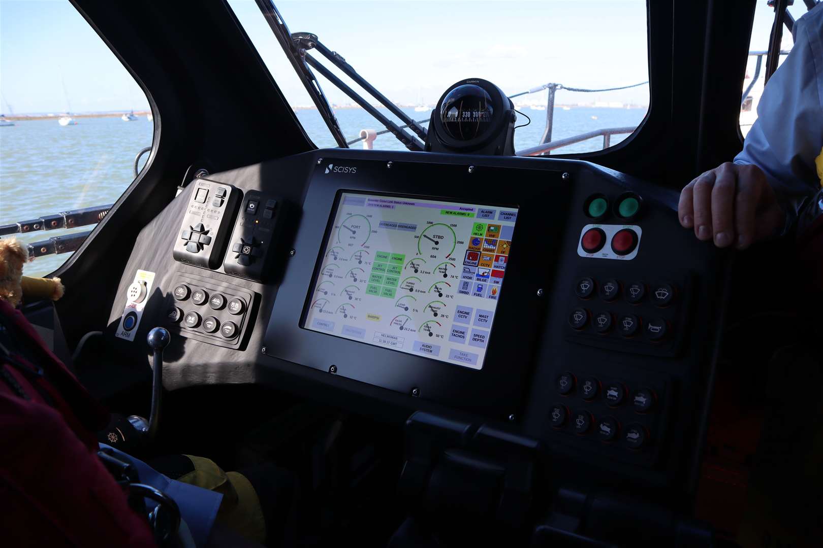 Inside Sheppey's new RNLI lifeboat the Judith Copping Joyce at Queenborough, on Saturday