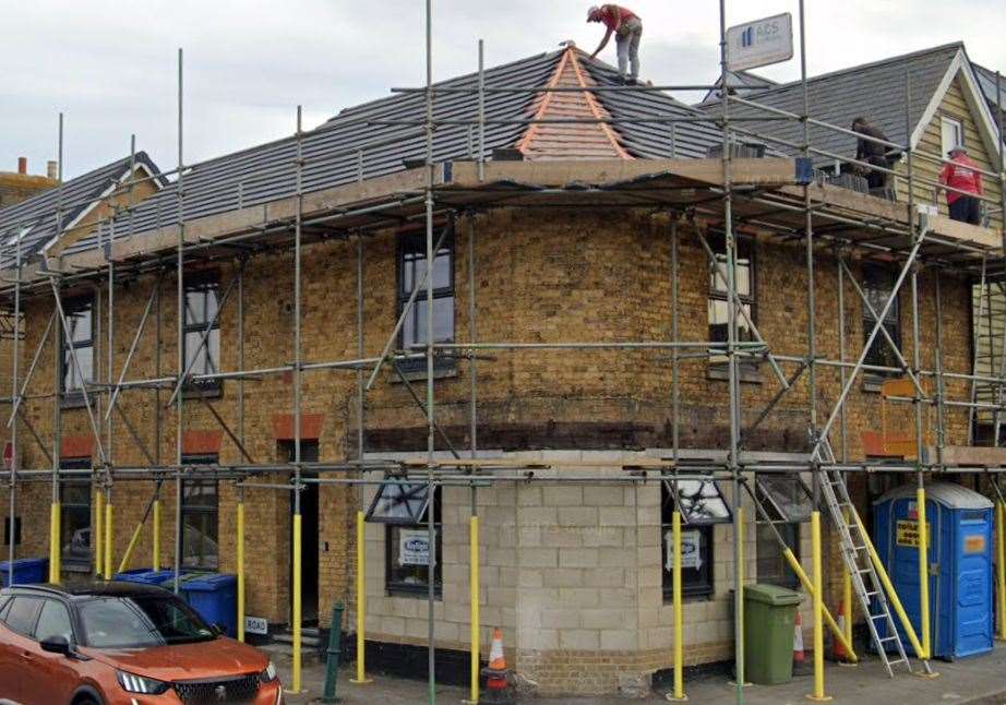 When work was underway on the new flats in Teynham in 2023. Picture: Google Maps