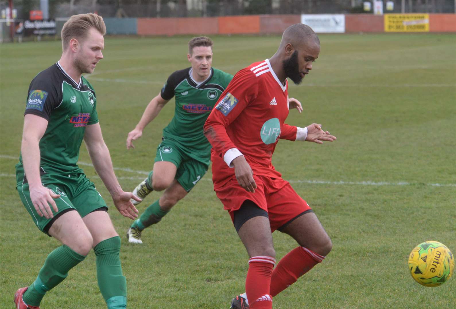 Hythe hat-trick hero Zak Ansah in action against Phoenix Picture: Chris Davey