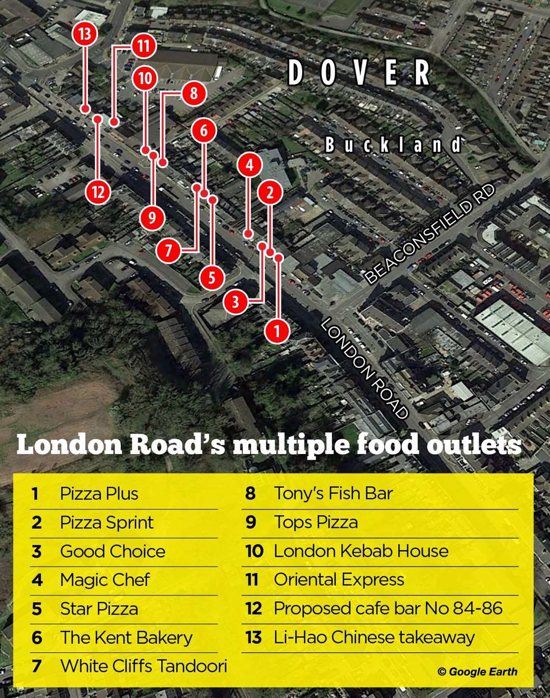 The high concentration of takeaways on a short stretch of London Road