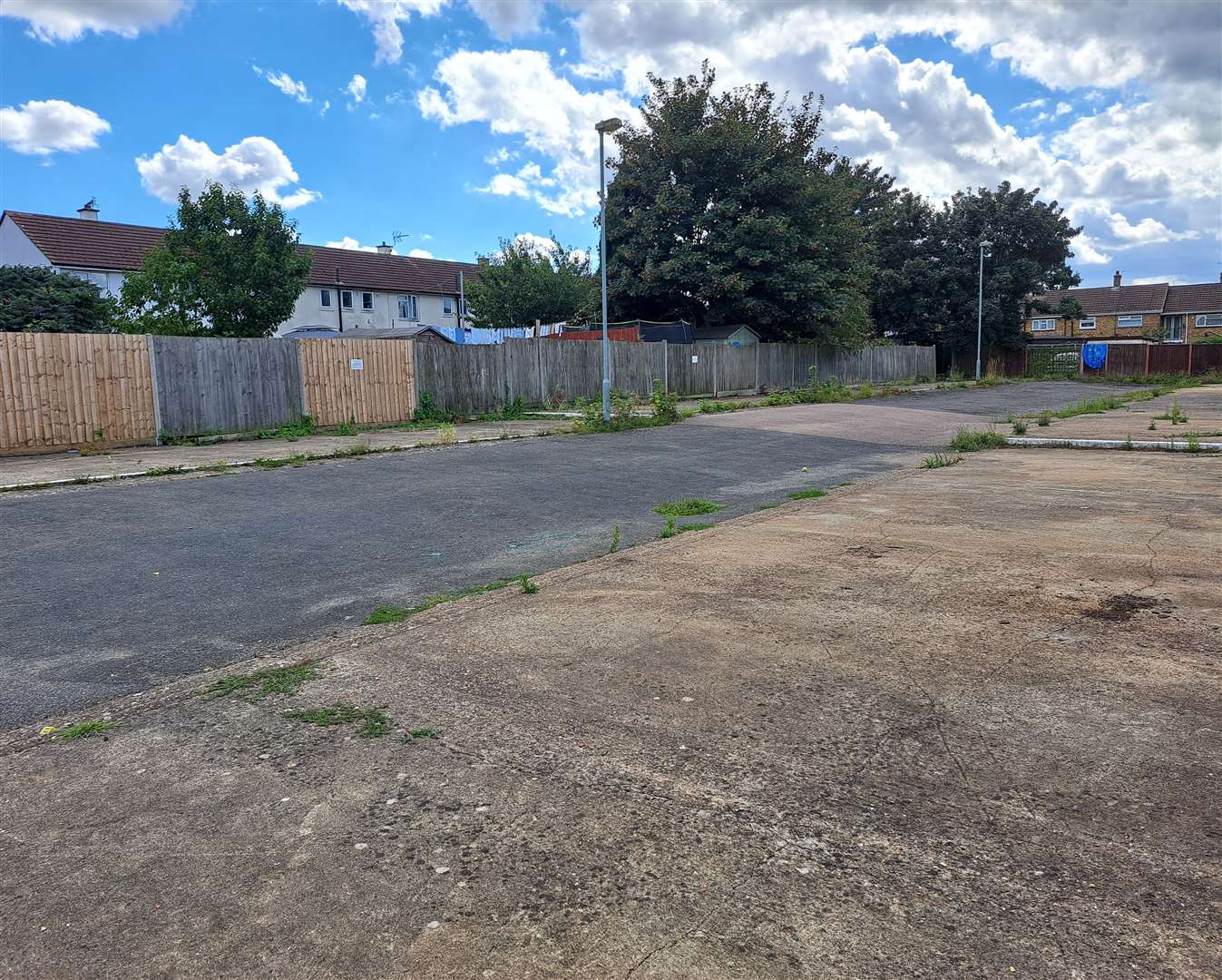 The parking area to the rear of Cheshire Road, now chained off