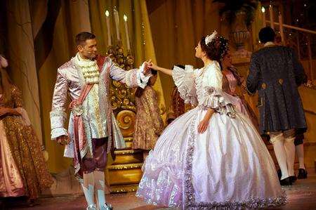 John Partridge (Prince Charming) and Kate Quinnell (Cinderella) at the Marlowe Theatre