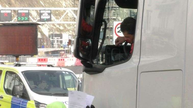 Lorries arriving at the Port of Dover today (43792626)