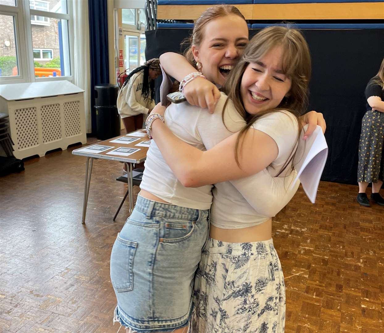 Students at Rochester Grammar School celebrating their results