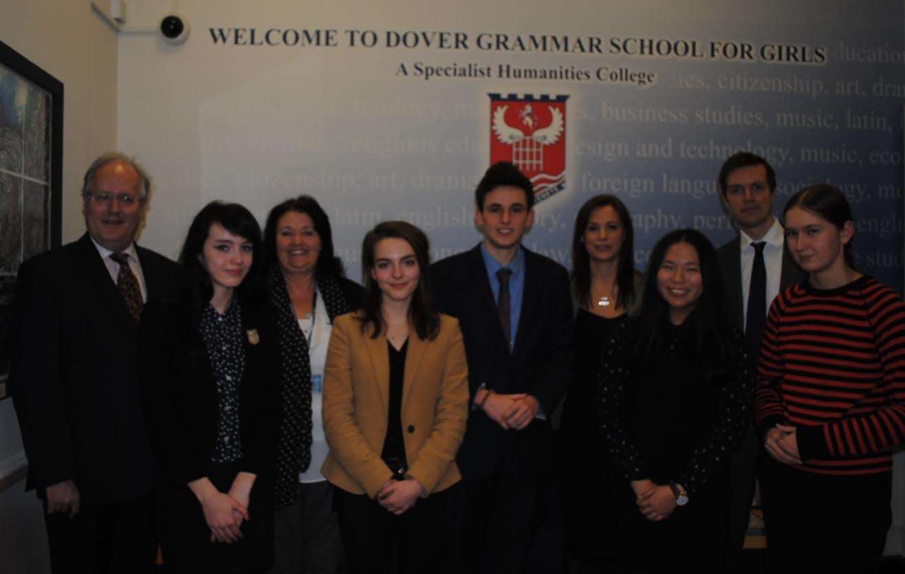 Head teacher Matthew Bartlett, Sophie Davies,deputy head Ann Griggs, Martha Ford, Ben Smart, head of sixth form, Laura Worrell, Ines Tan, English teacher, Andrew Coventon and Girti Hamm