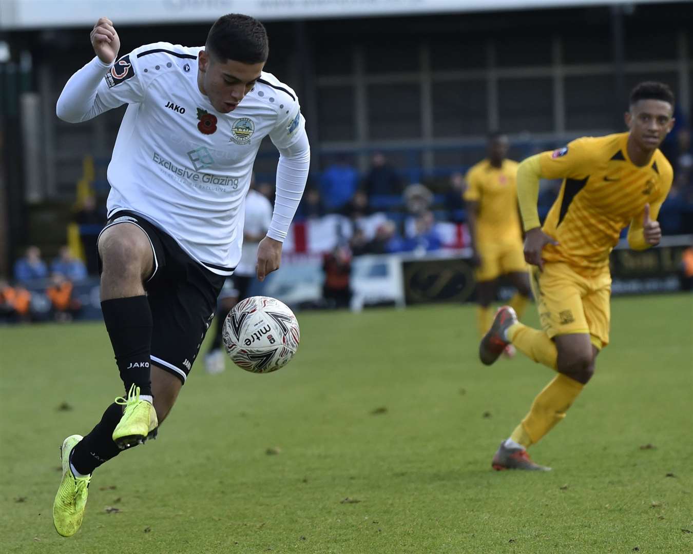 Ruel Sotiriou brings the ball down against Southend Picture: Tony Flashman