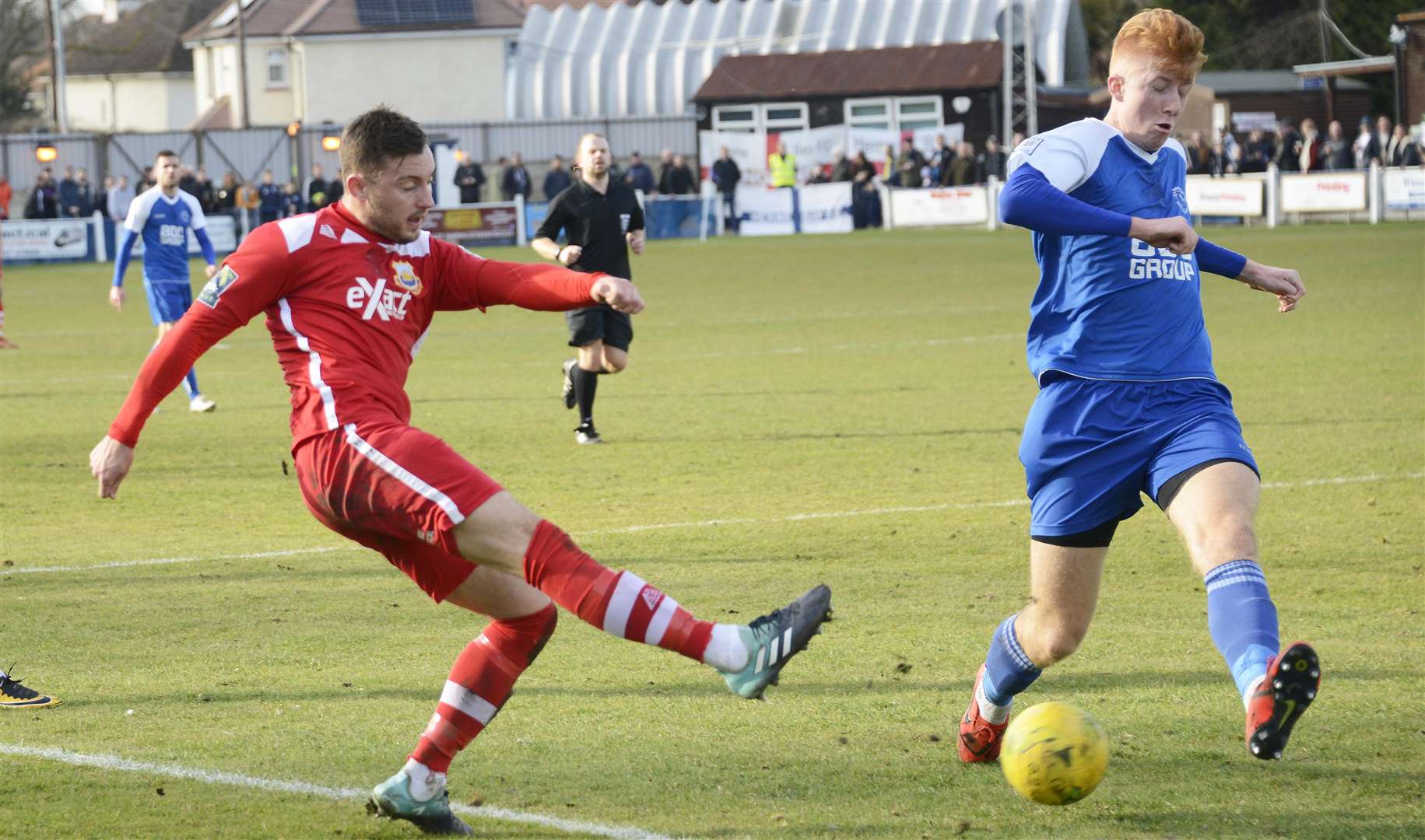 Action from Whitstable's 3-1 defeat at Herne Bay Picture: Paul Amos