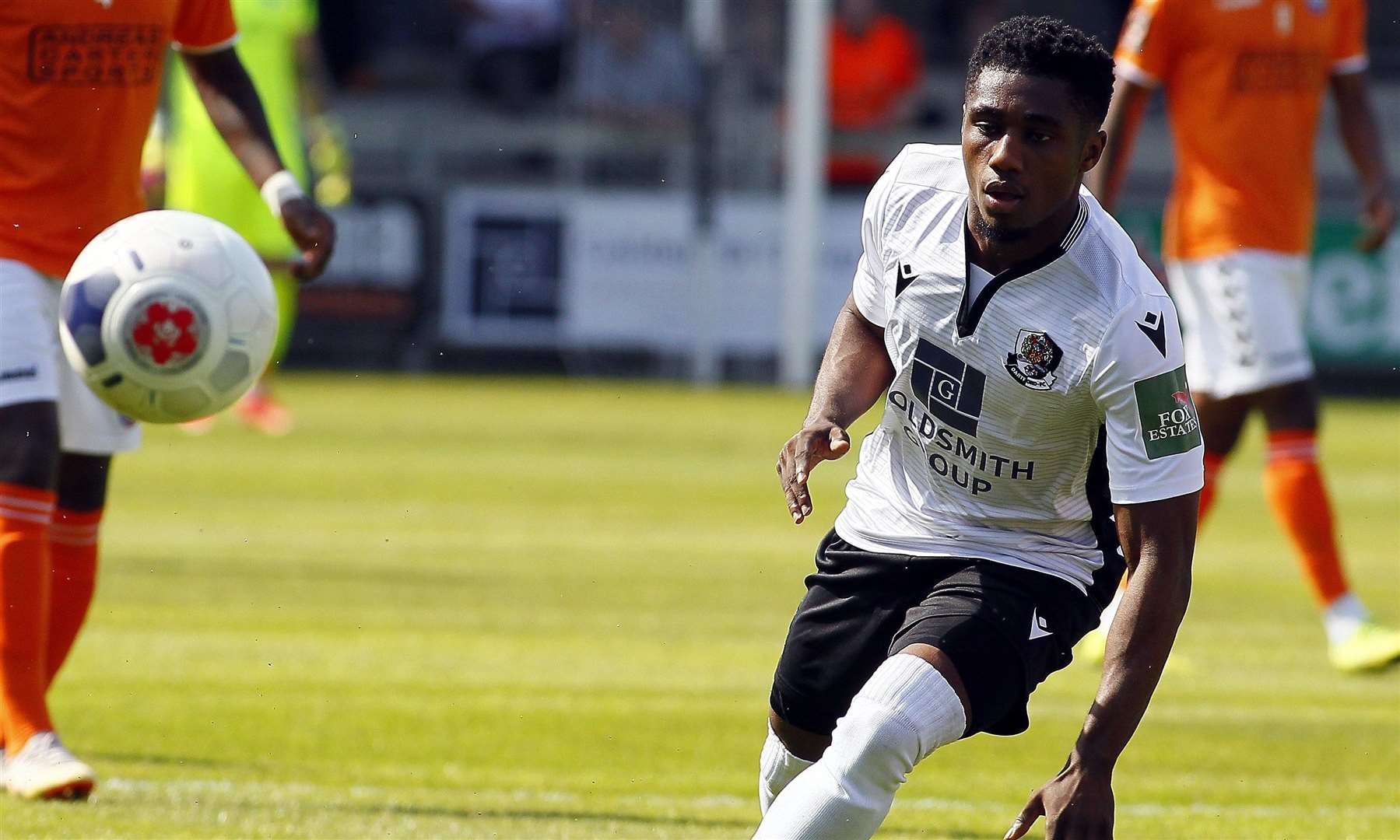 Darren McQueen scored both of Dartford's goals in their National League South play-off semi-final victory at Havant last weekend. Picture: Sean Aidan