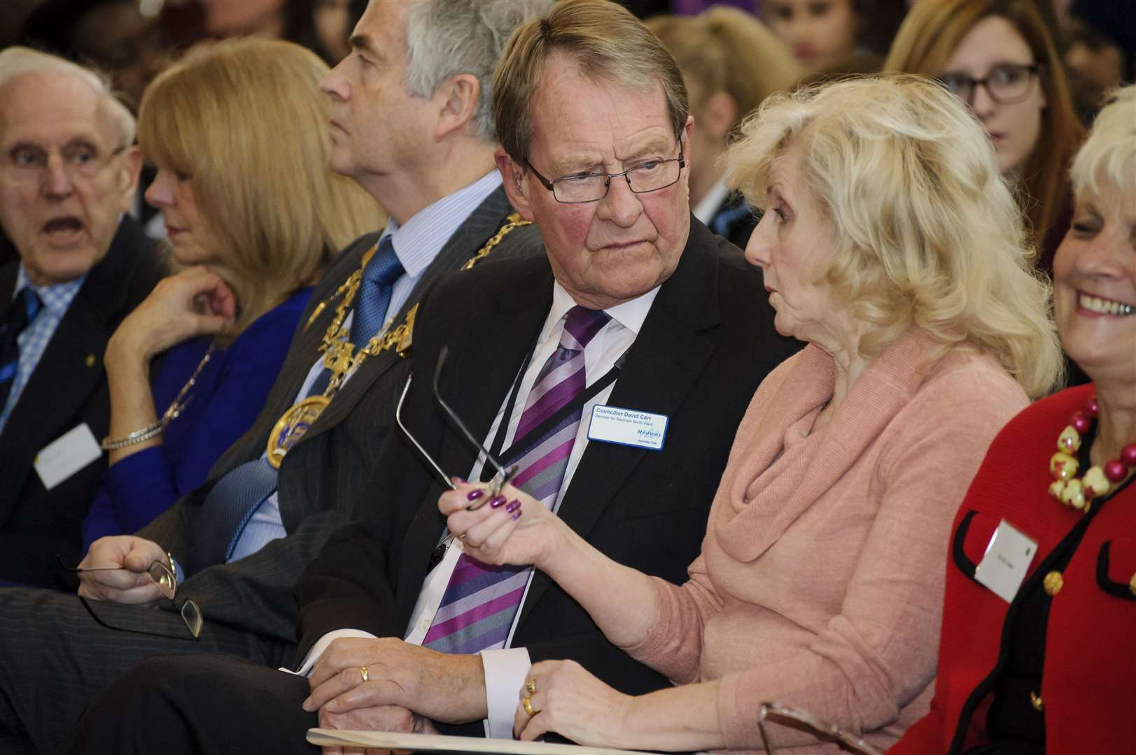 Cllr David Carr speaking with Cllr Wendy Purdy.Medway Youth Parliament annual conference, at The Corn Exchange, Rochester.Picture: Andy Payton FM4592519 (4454688)