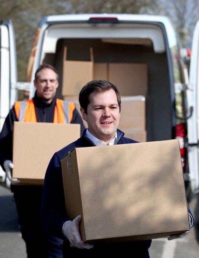 Communities Secretary Robert Jenrick delivering to residents in Paddock Wood