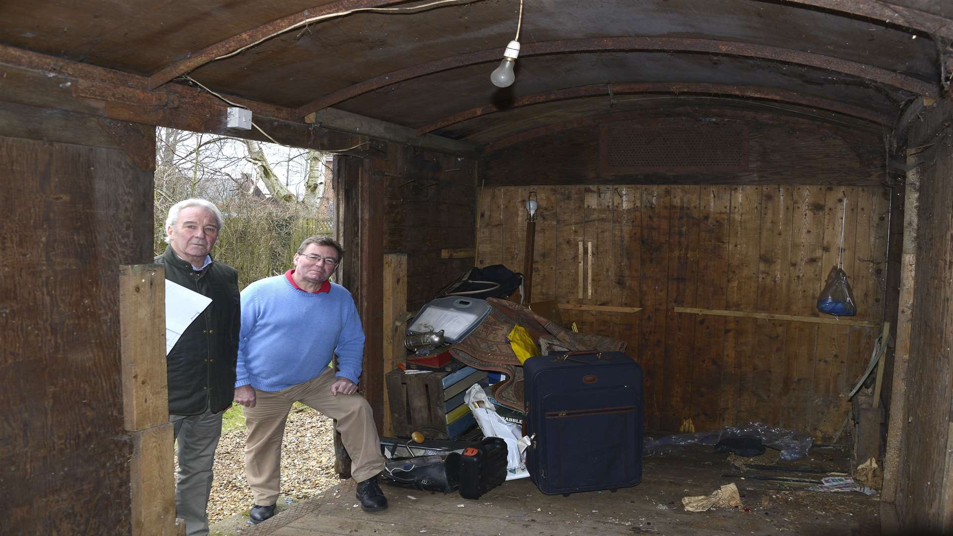 Builder Barry Smith of Bekbuild and Owner Michael Robinson near the carriage