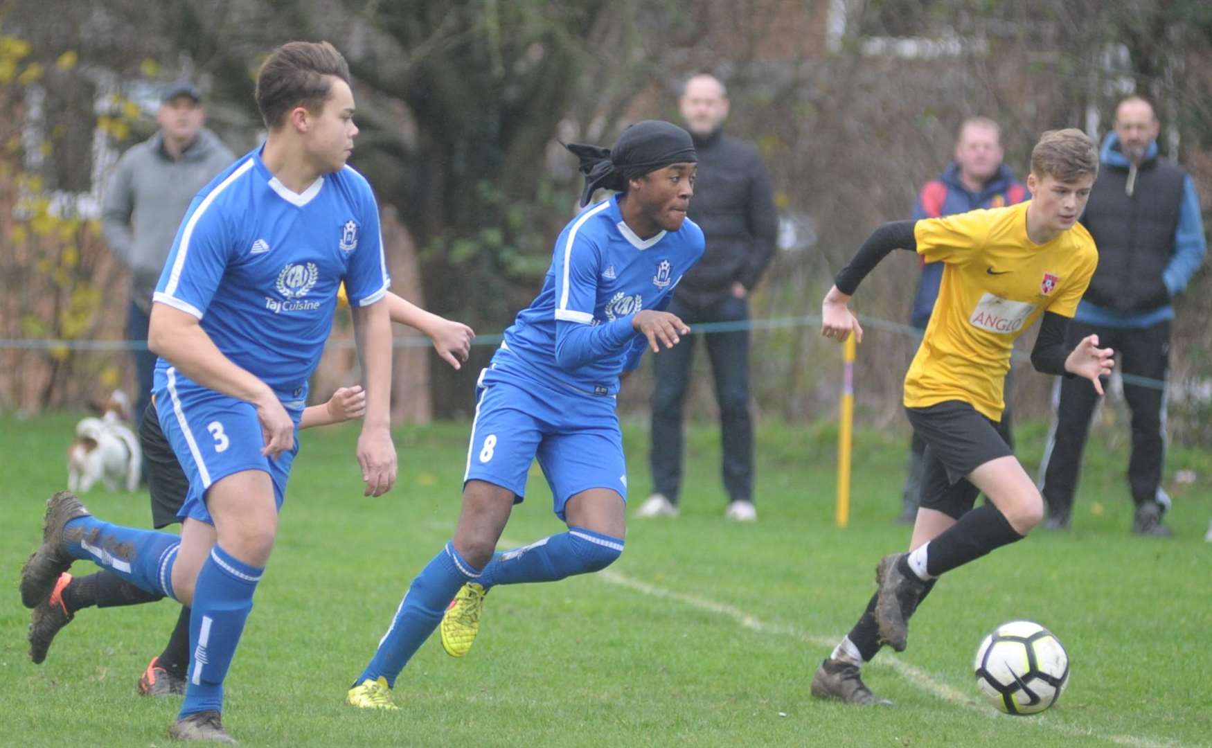 Walderslade under-16s (blue) on the attack against Thamesview Picture: Steve Crispe