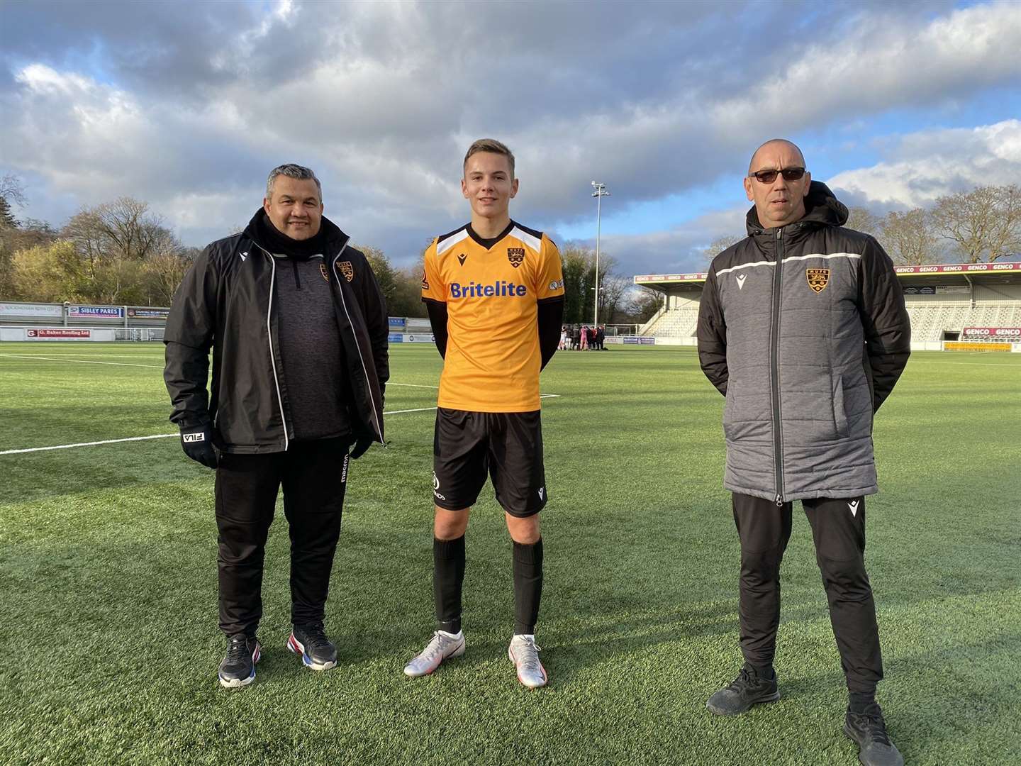 Stones boss Hakan Hayrettin with Max Sutton and youth coach Tony Birchard