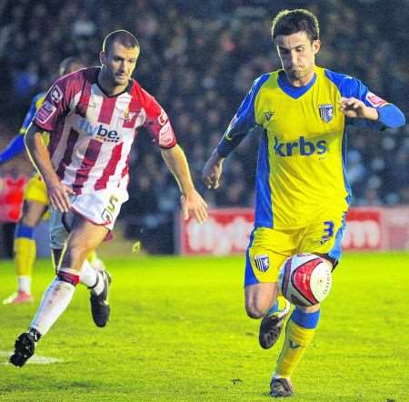 John Nutter takes on Exeter at St James' Park.