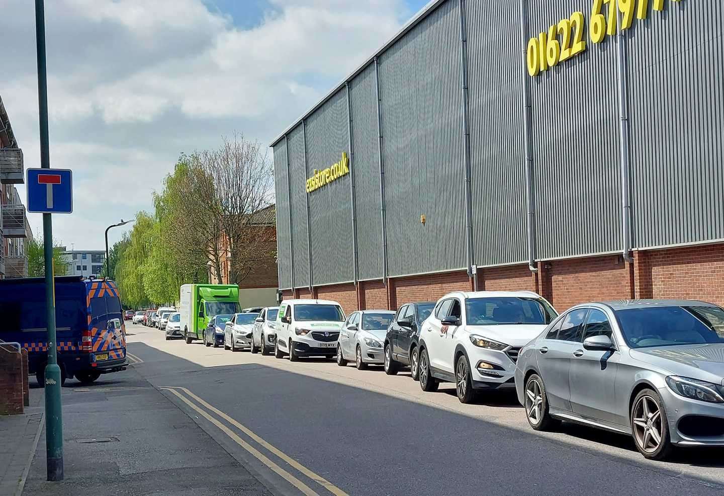 Drivers stuck in queues in Hart Street today.