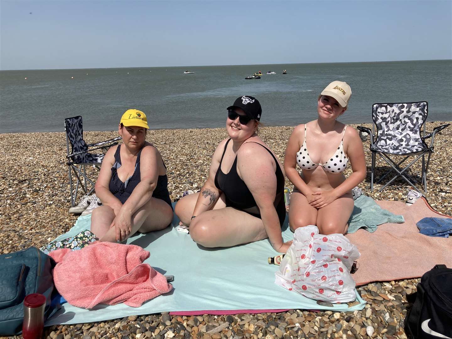 Vilma Bakeviciene, Karoline Bakeviciute and Lurdita Saiaukaite enjoyed the sun. Photo: John Nurden