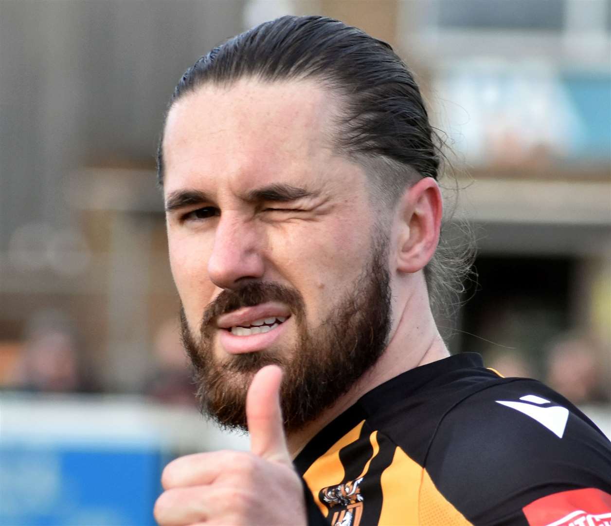 Folkestone forward Tom Derry - was at the double in their weekend FA Trophy 3-0 away win. Picture: Randolph File