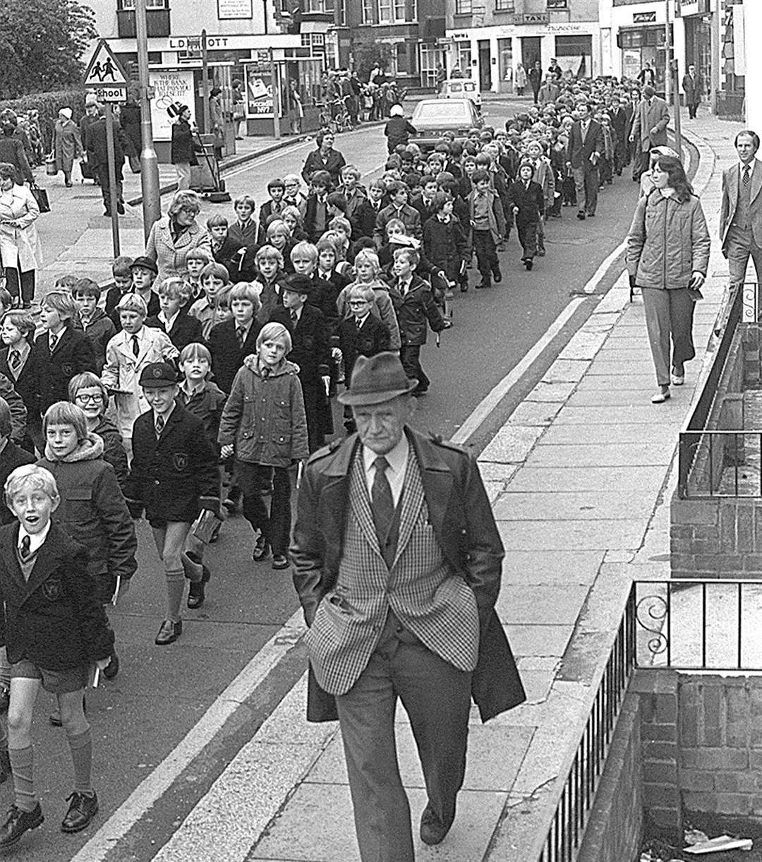 Whitstable sea cadets lead the school parade in 1977