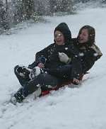 Youngsters enjoy the wintery weather in Jacksons Field, in Rochester