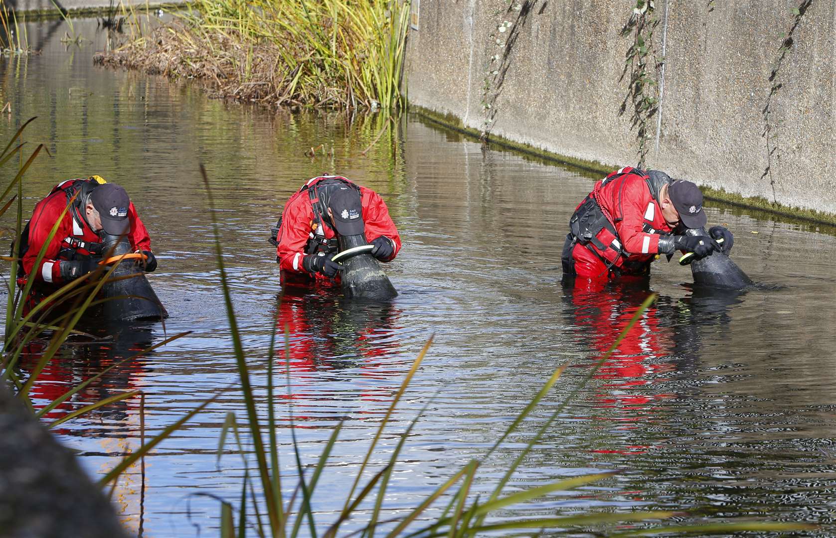 Kent Police Search & Marine Unit search the River Darenth after Sarah Wellgreen went missing