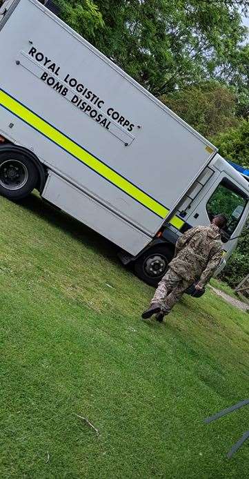 Bomb disposal teams at Teston Bridge Country Park. Picture courtesy of Tom Place